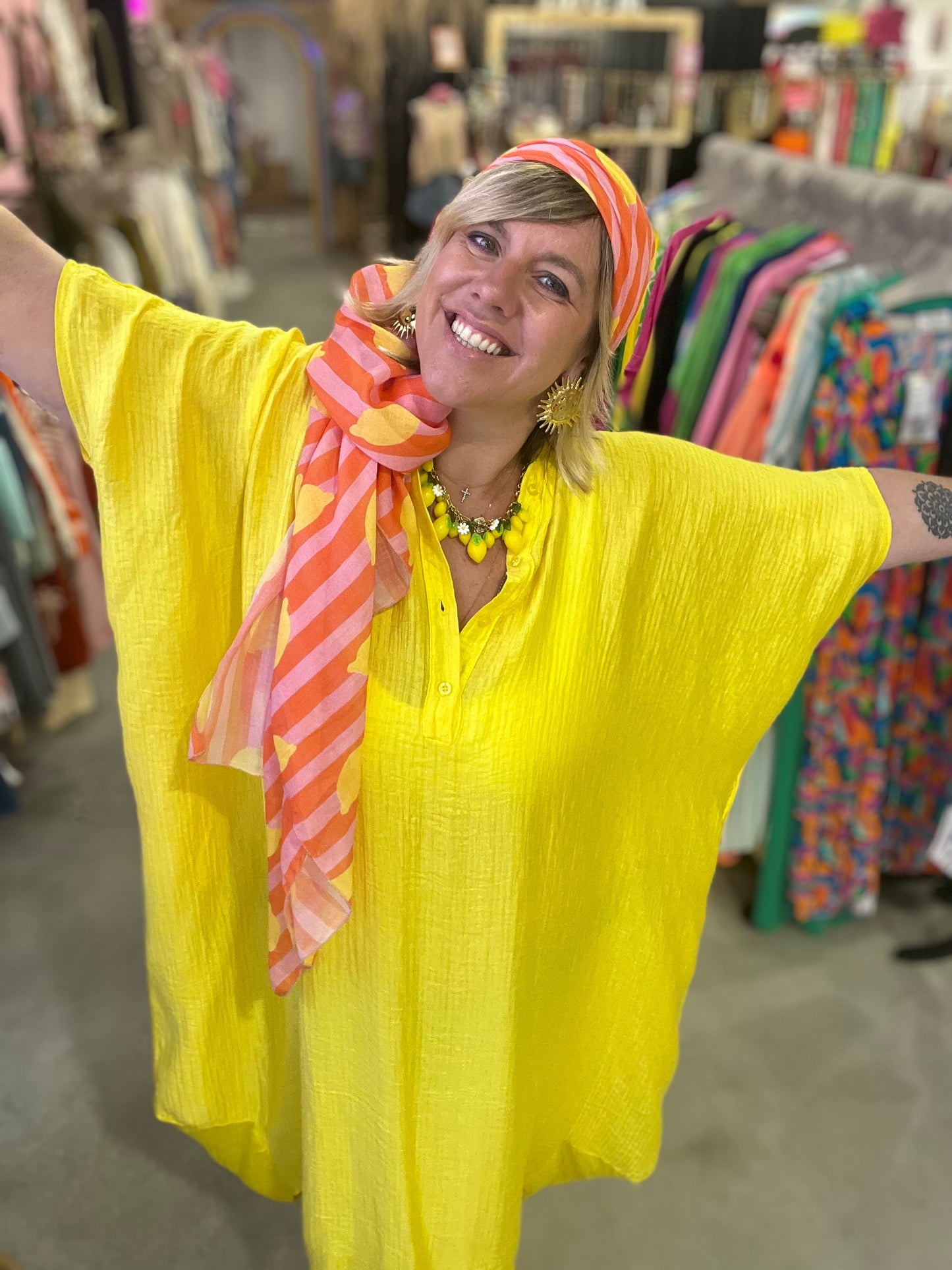 Robe longue Kafta - Jaune