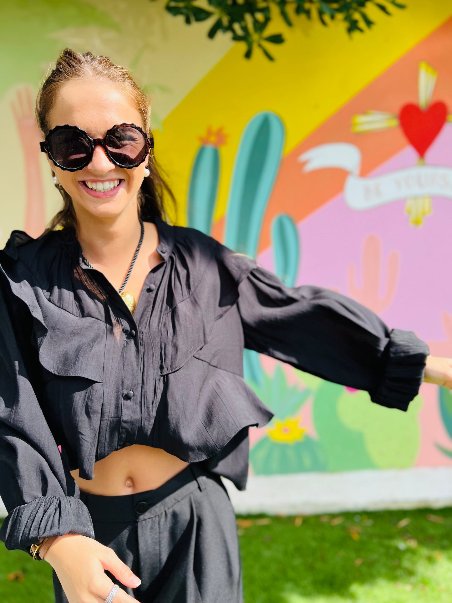 Blouse à volants Manille - Noir
