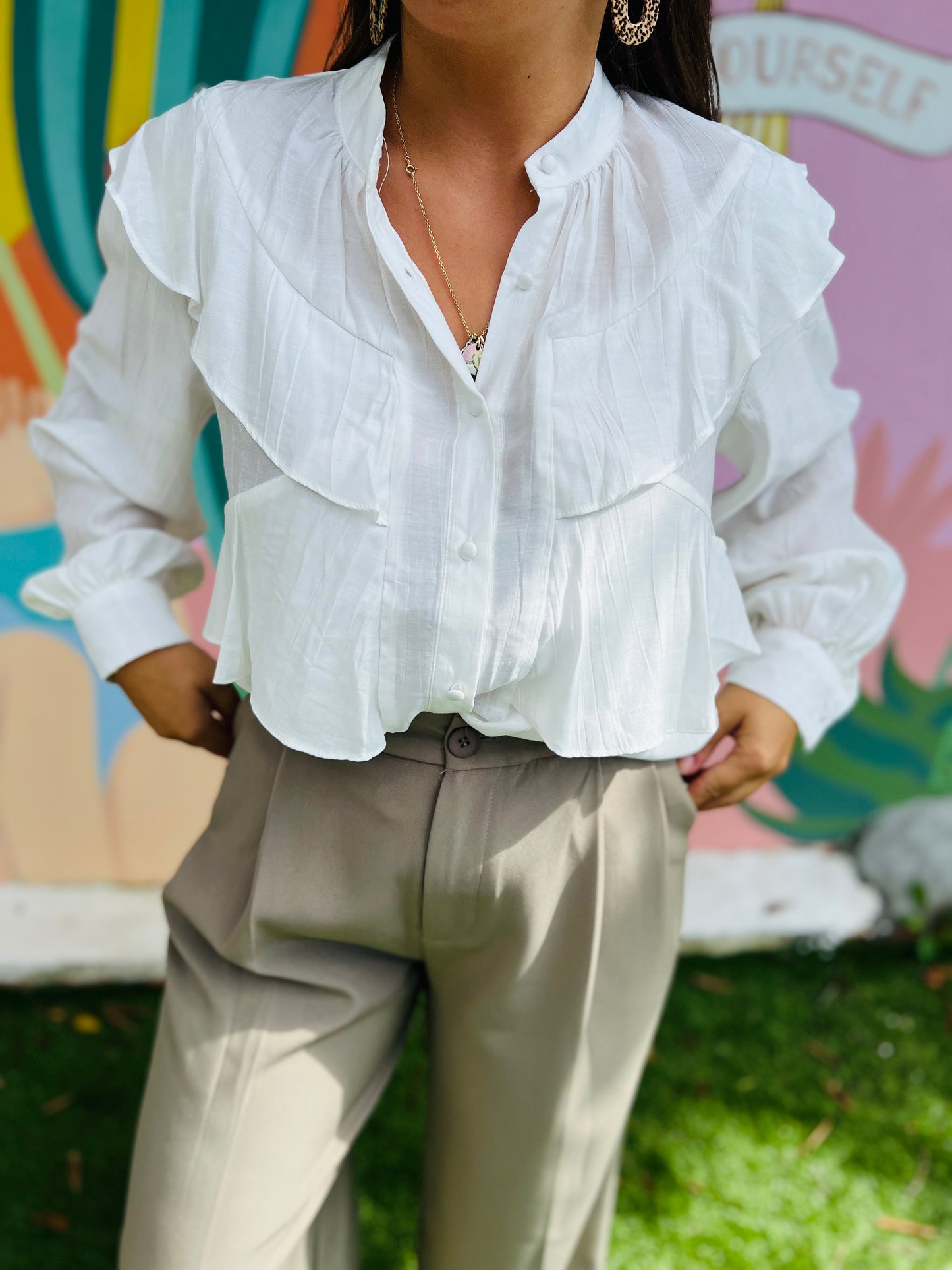 Blouse à volants Manille - Blanc