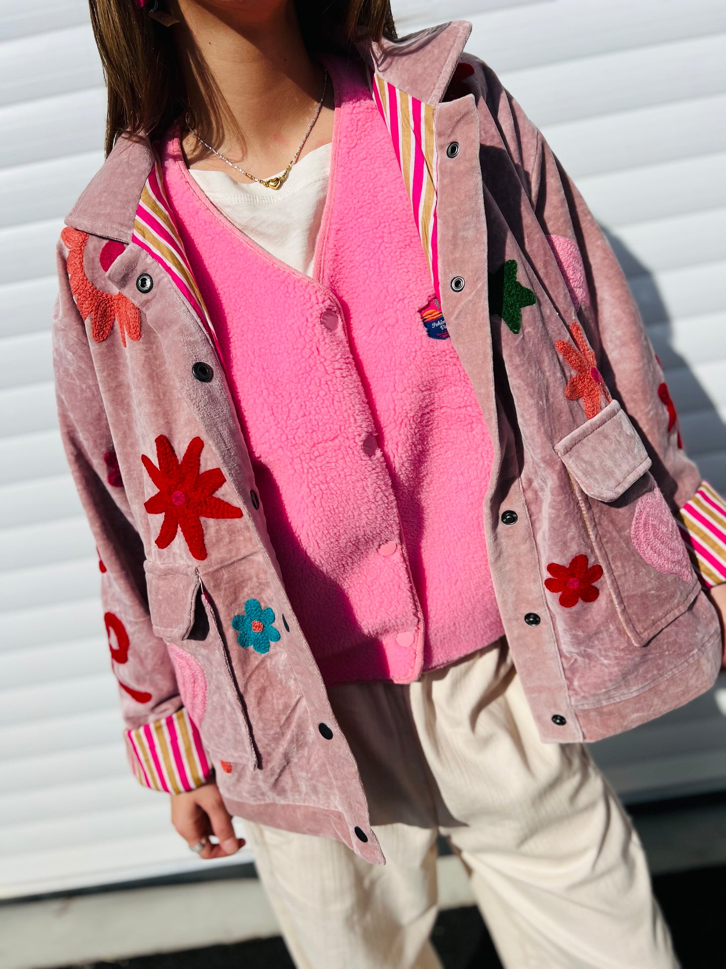 Veste velours broderies Palmeraie - 2 couleurs