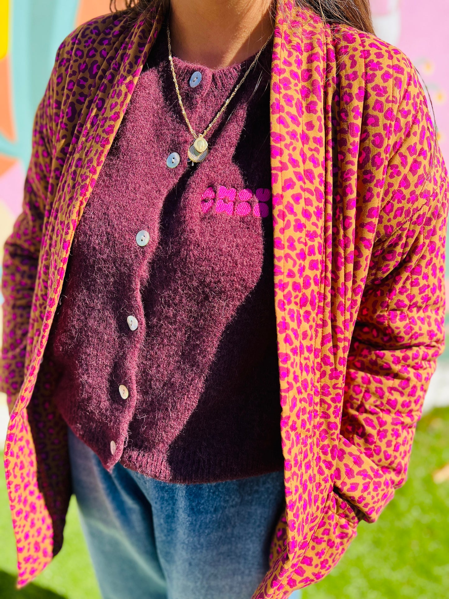 Veste matelassée Vaya - Léo camel et fuschia