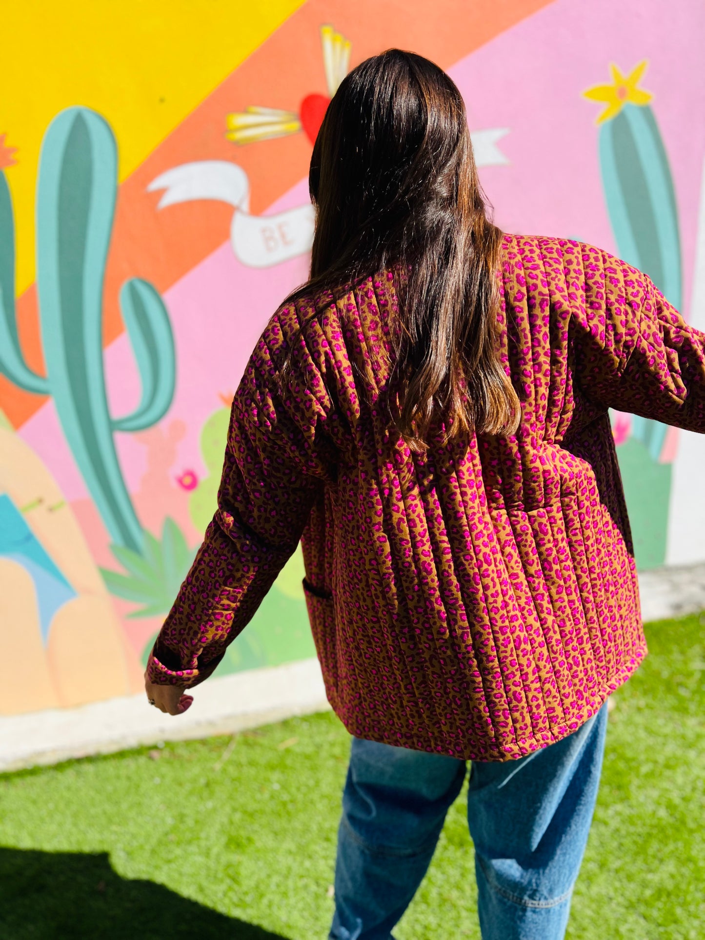Veste matelassée Vaya - Léo camel et fuschia