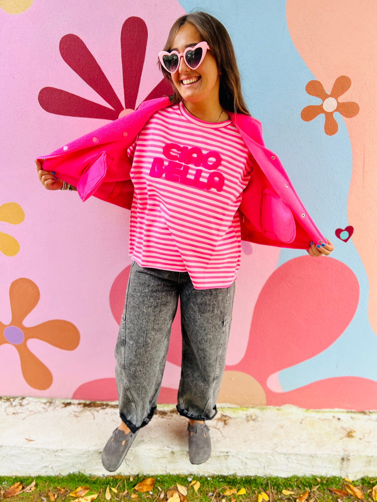T-shirt Riri - marinière rose