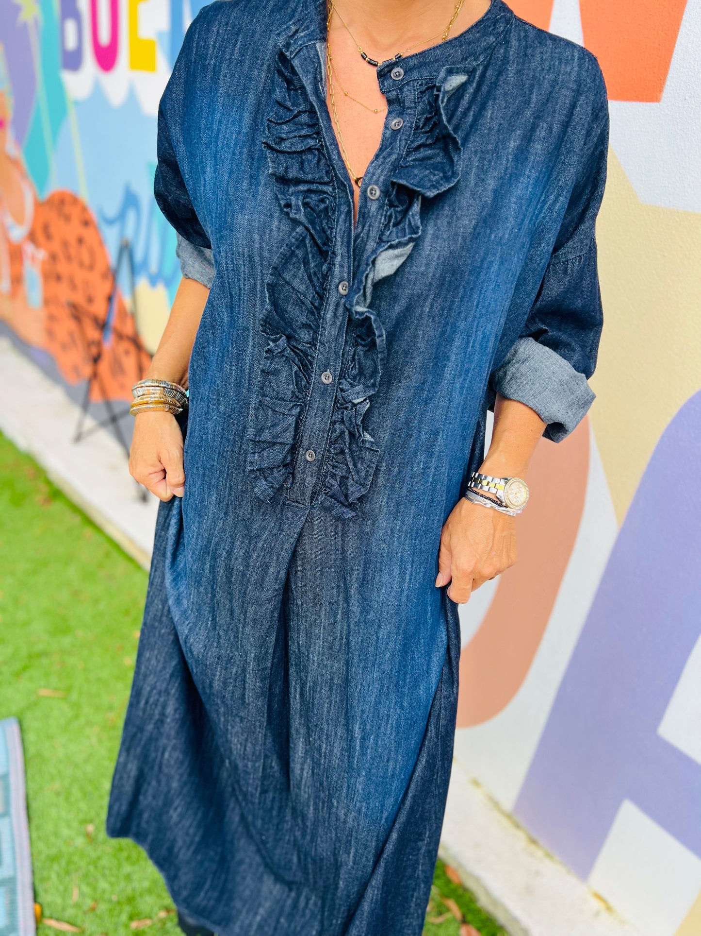 Robe longue en jean BENTON by Banditas - Denim bleu