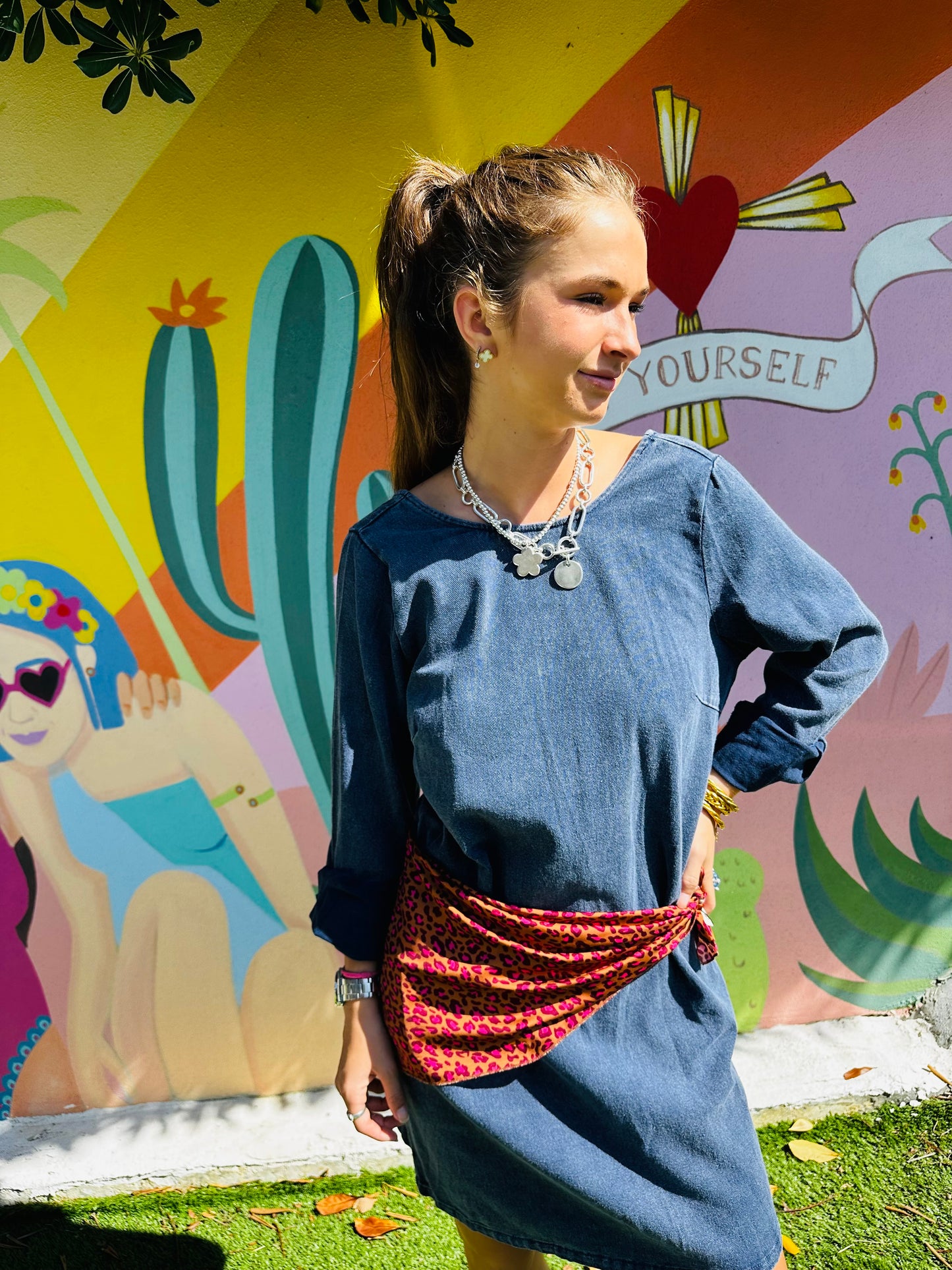 Robe dos ouvert Monika - denim marine