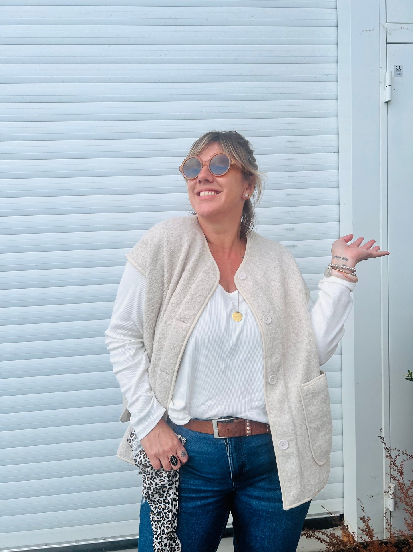 Veste sans manche laine Peru - Beige