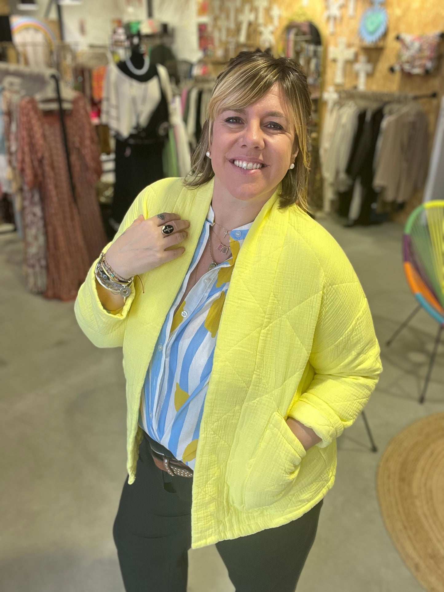 Veste Mailux // Gaze de coton - Jaune soleil