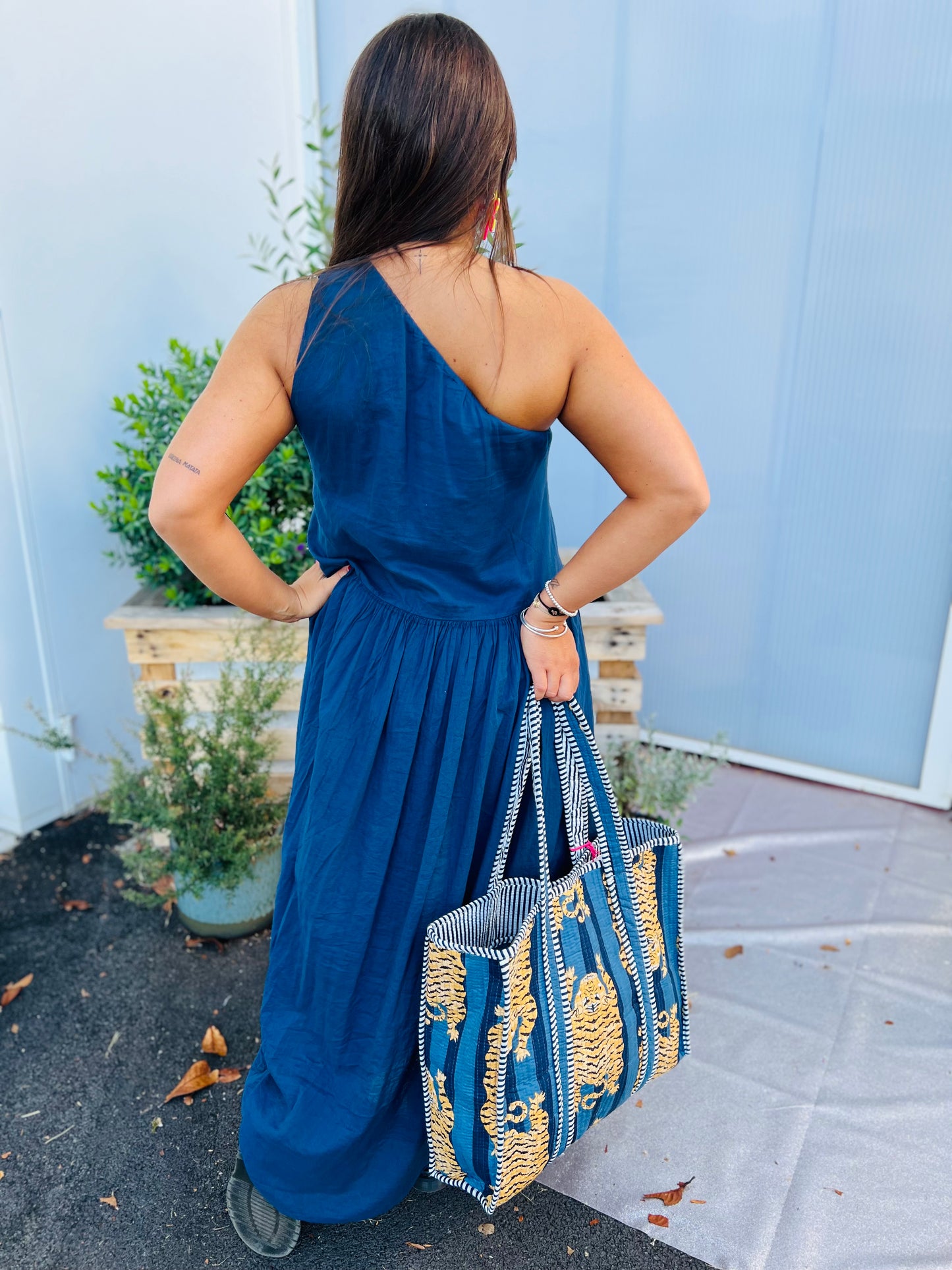 Robe one shoulder Bleuna - Marine