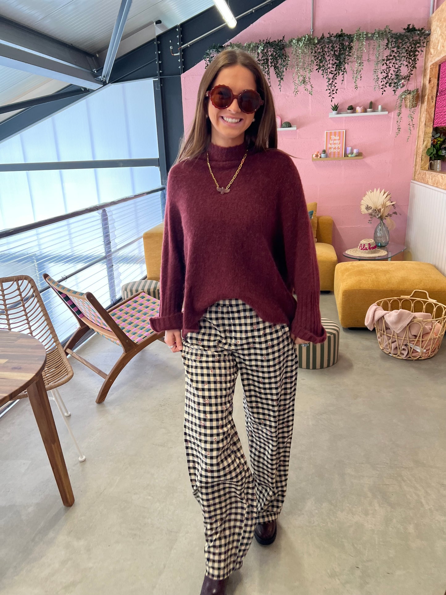 Pull col montant KELLY - Bordeaux