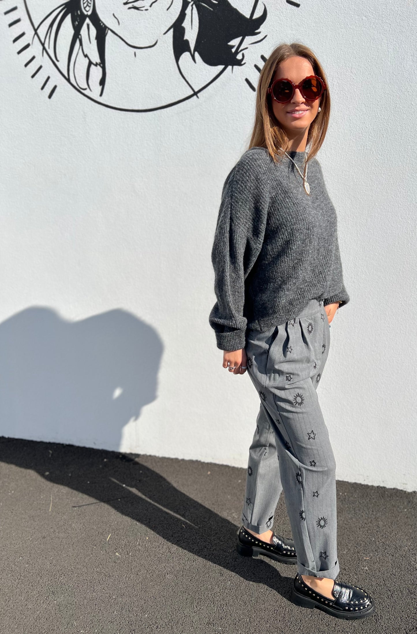 Pantalon Travis brodé - Gris