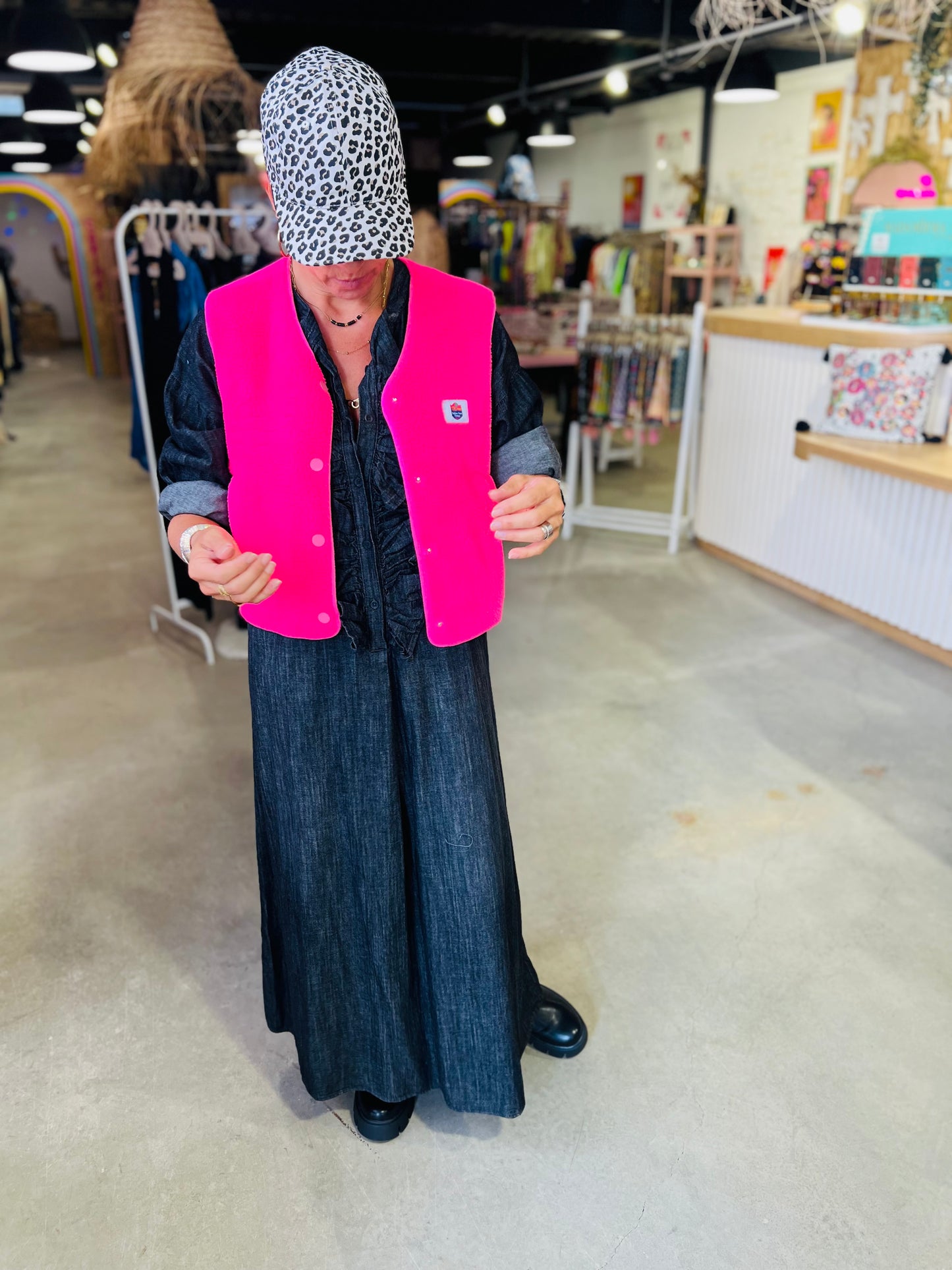 Robe longue en jean BENTON by Banditas - Gris délavé
