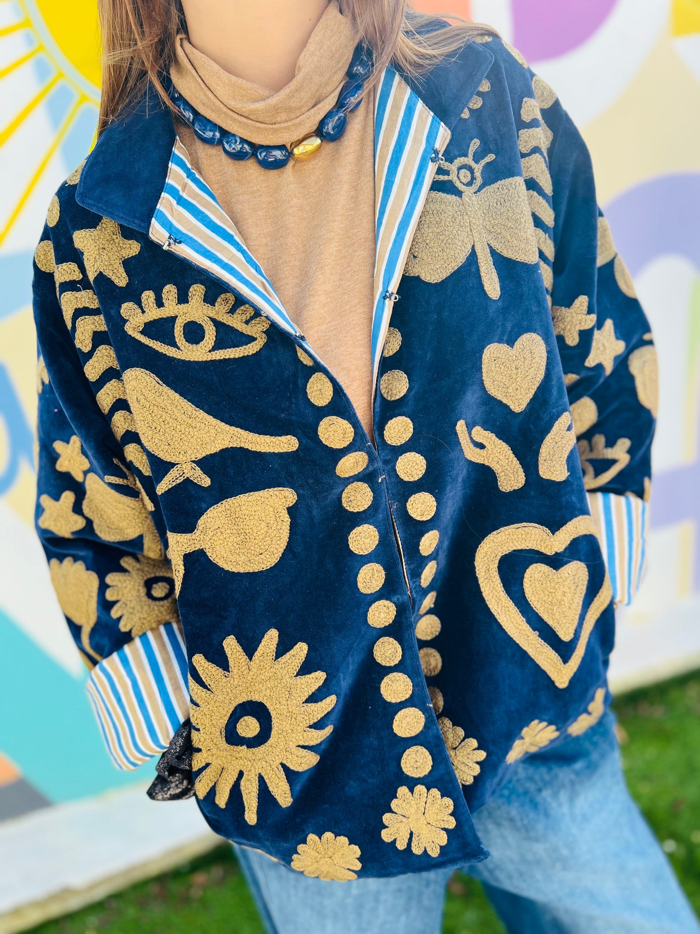 Veste velours broderies Moon - 2 couleurs