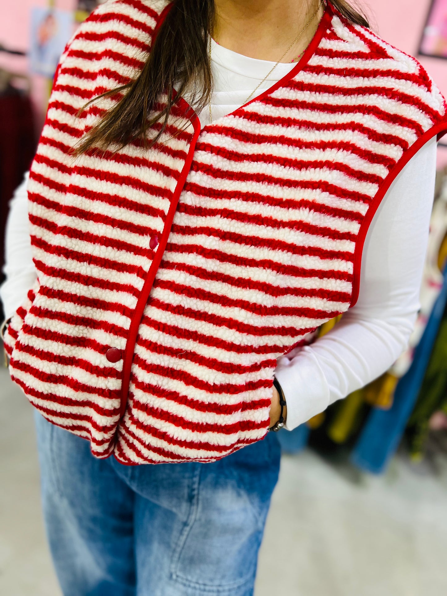 Veste sans manche Americana - Rayée rouge