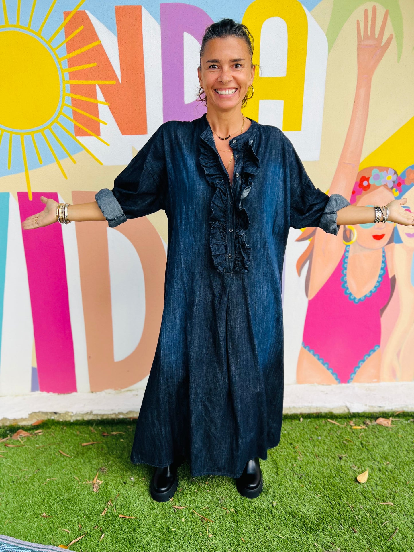 Robe longue en jean BENTON by Banditas - Denim bleu