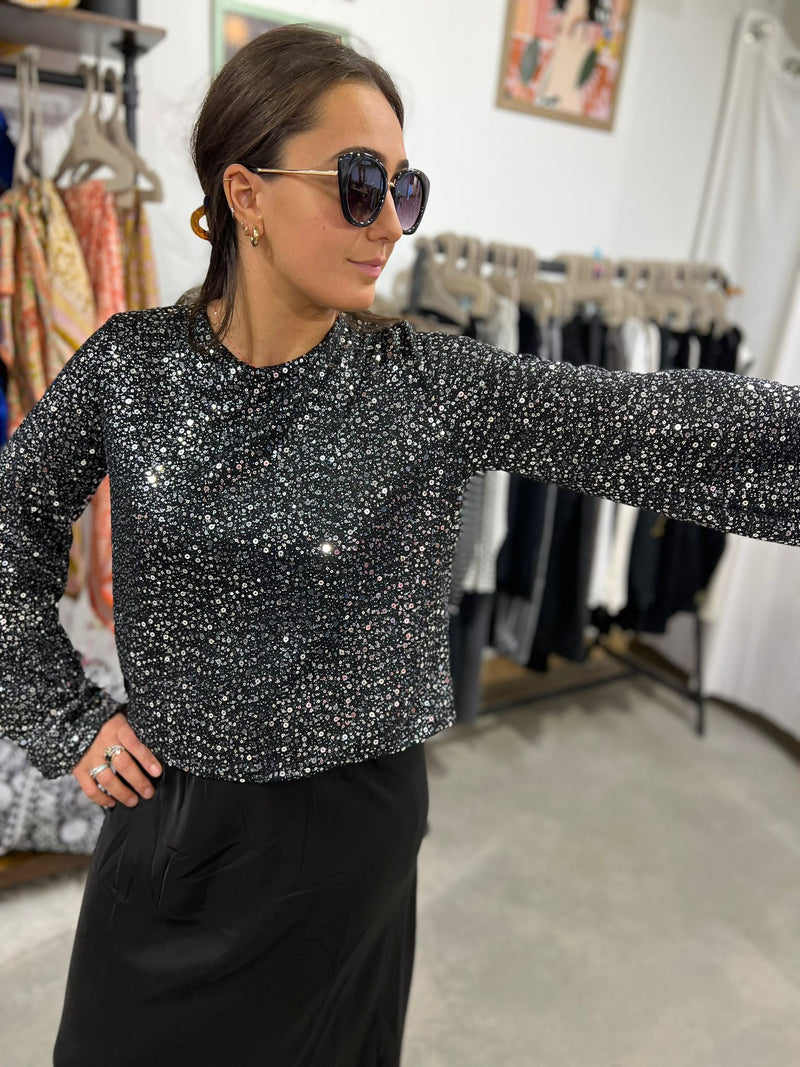 top sequins BRUNI -noir