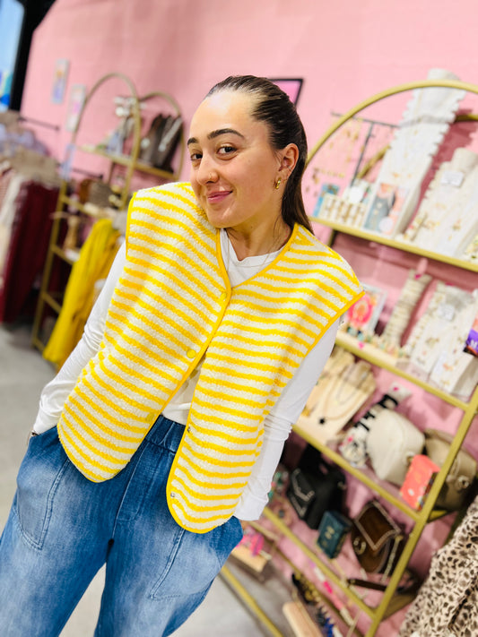 Veste sans manche Americana - Rayée jaune
