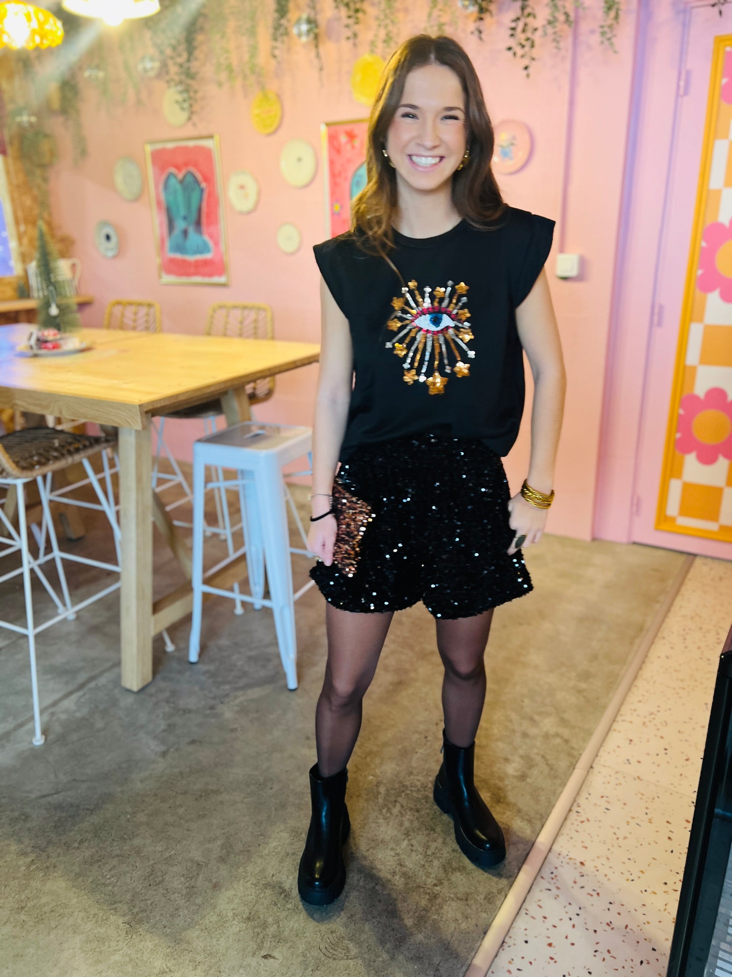 Short sequins Vava - Noir