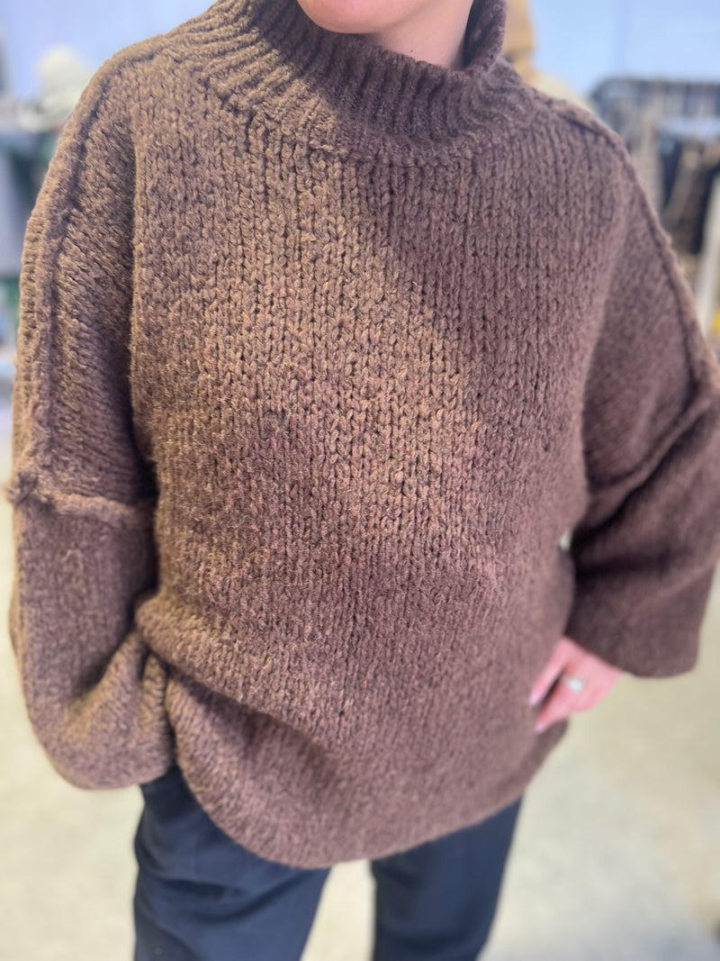 Pull Béa grosse maille coupe Oversize - Chocolat