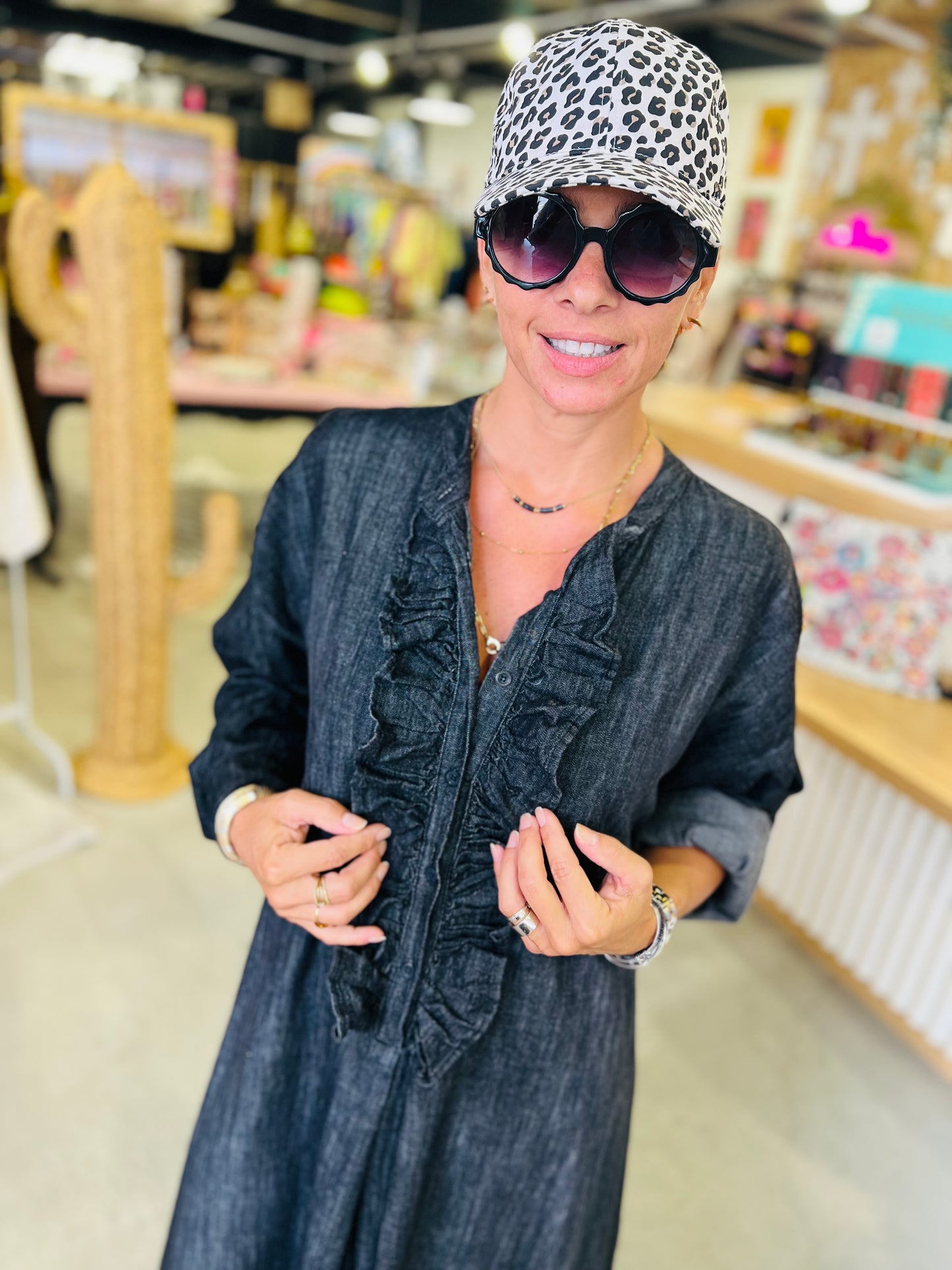 Robe longue en jean BENTON by Banditas - Gris délavé