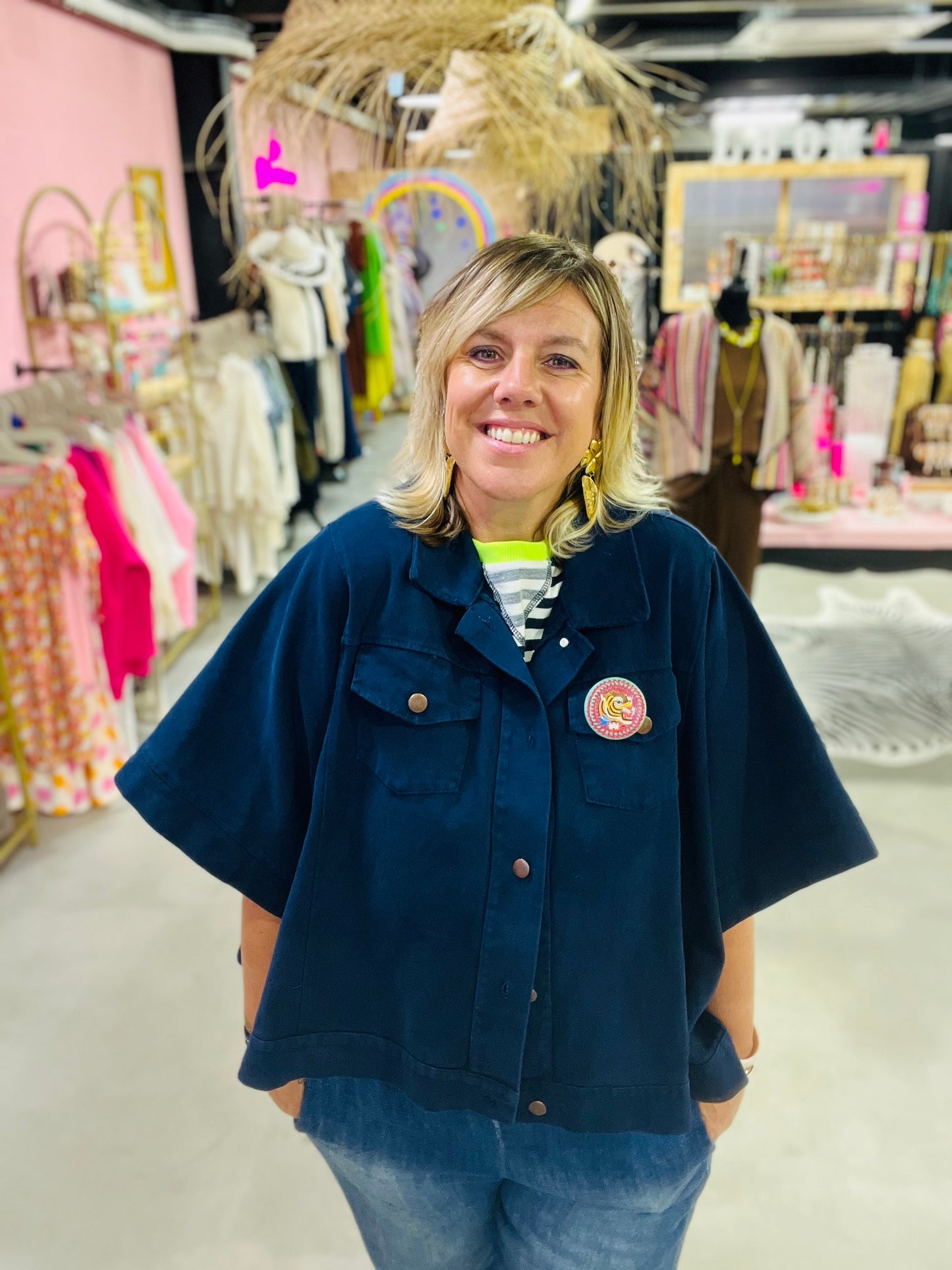 Veste en toile oversize Agave - Marine