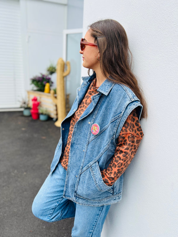 Veste en jean sans manche ELIA