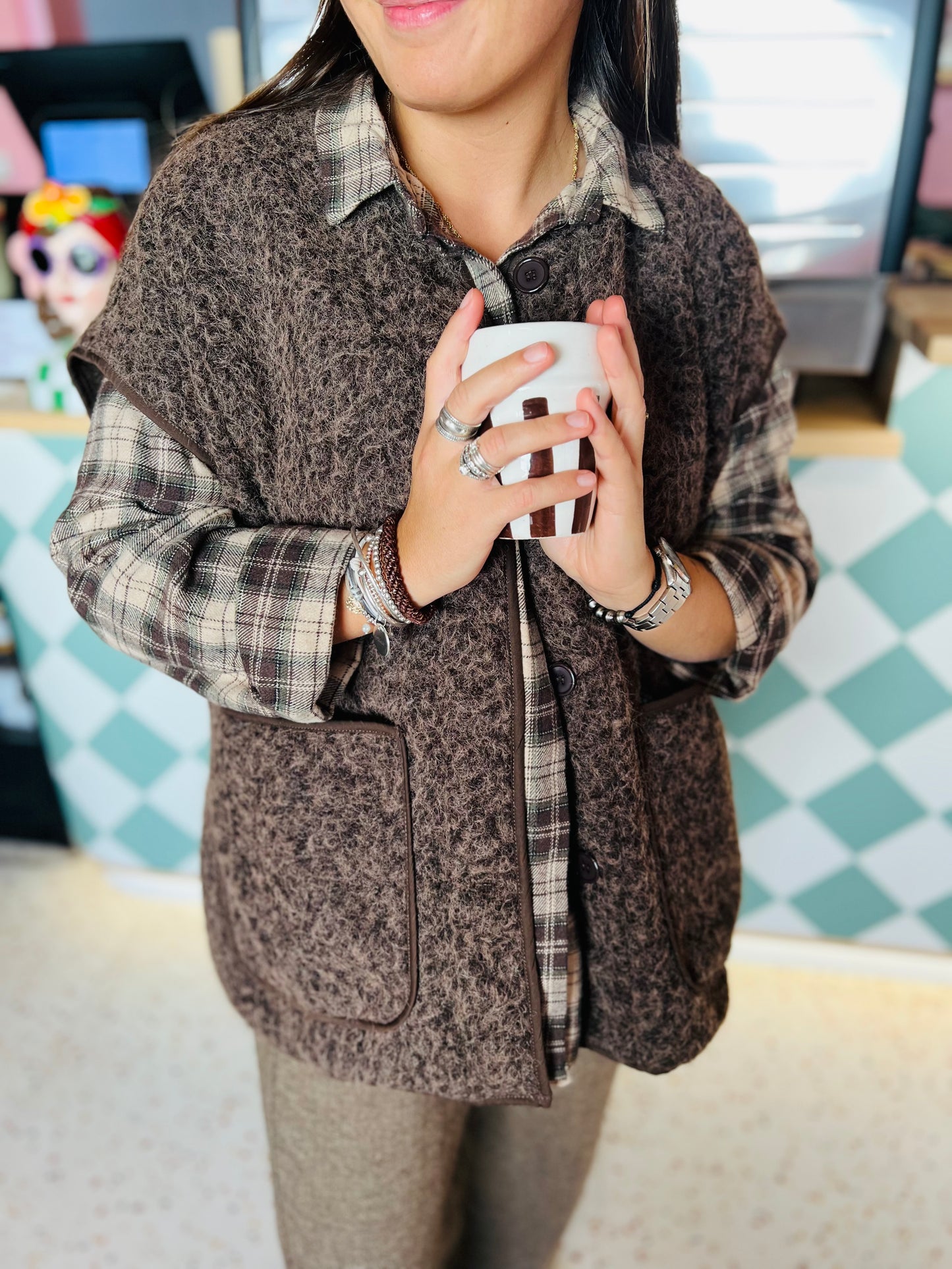 Veste sans manche laine Peru - Choco