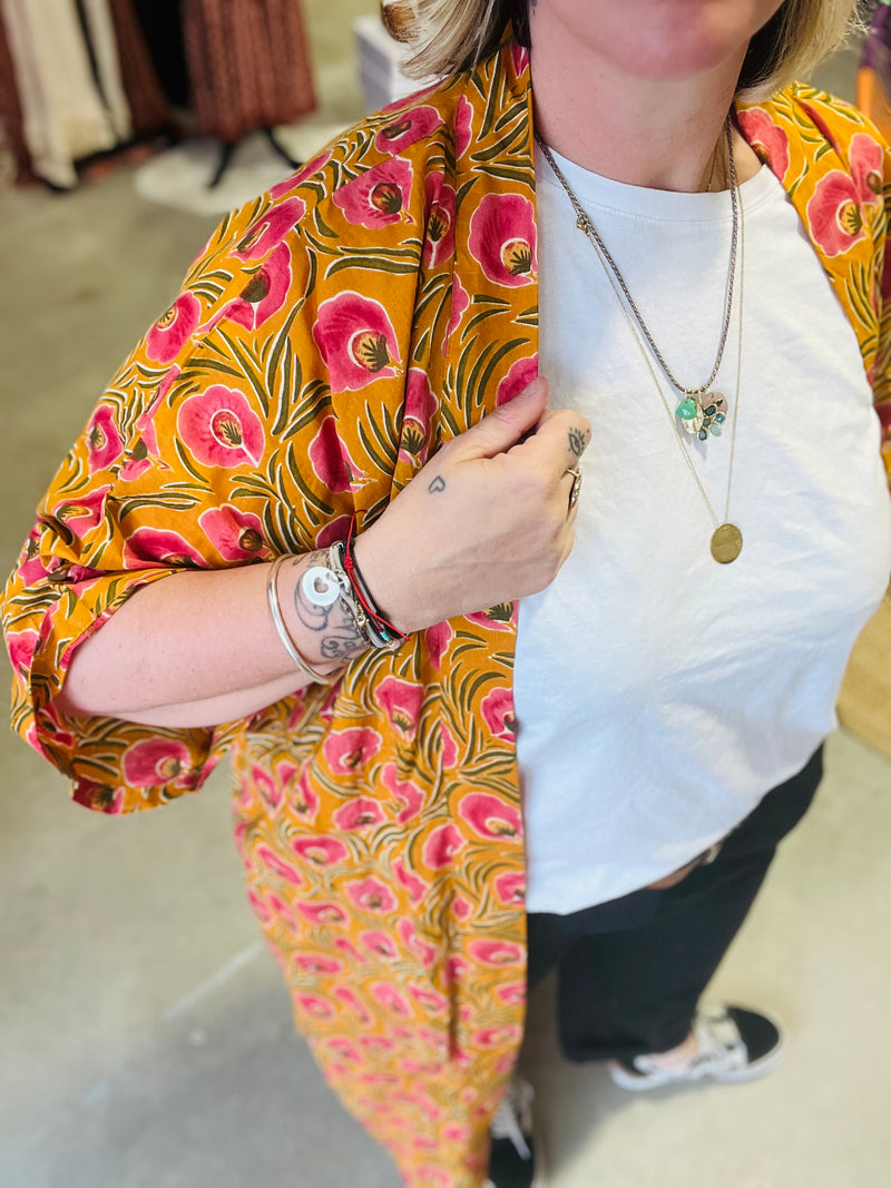 Kimono coton Maupiti long - Safran