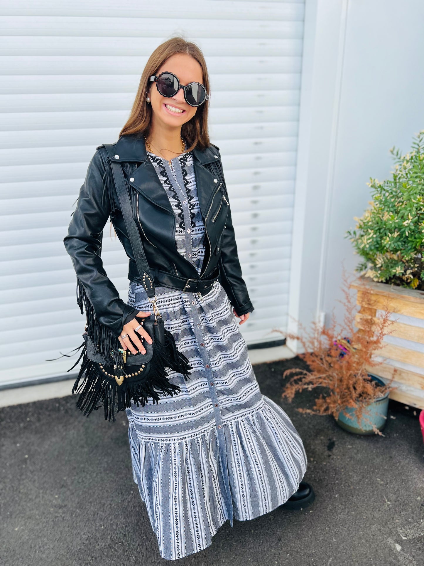 Robe longue bohème Agata - Noir