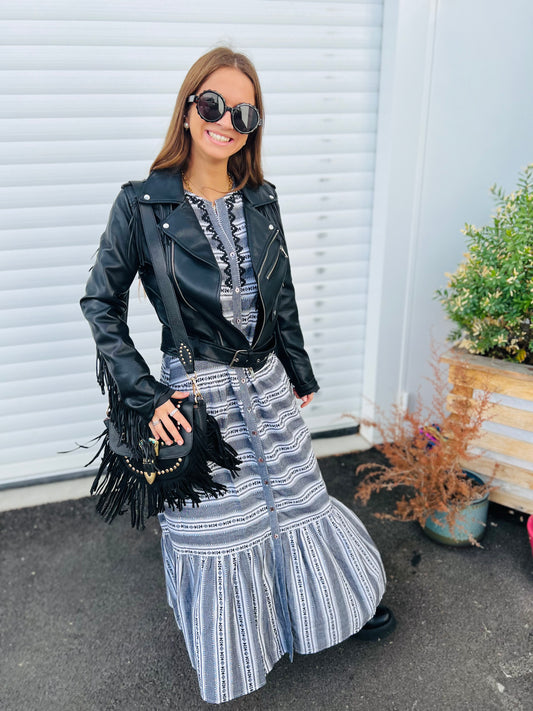 Robe longue bohème Agata - Noir