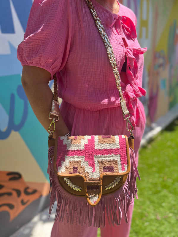 Sac bandoulière boho Medellin - Rose