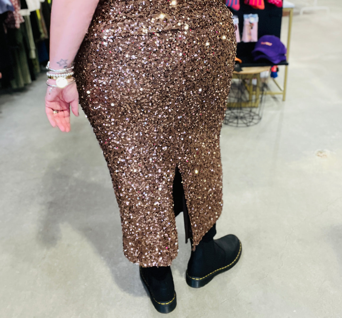 Jupe sequins Elma - Bronze