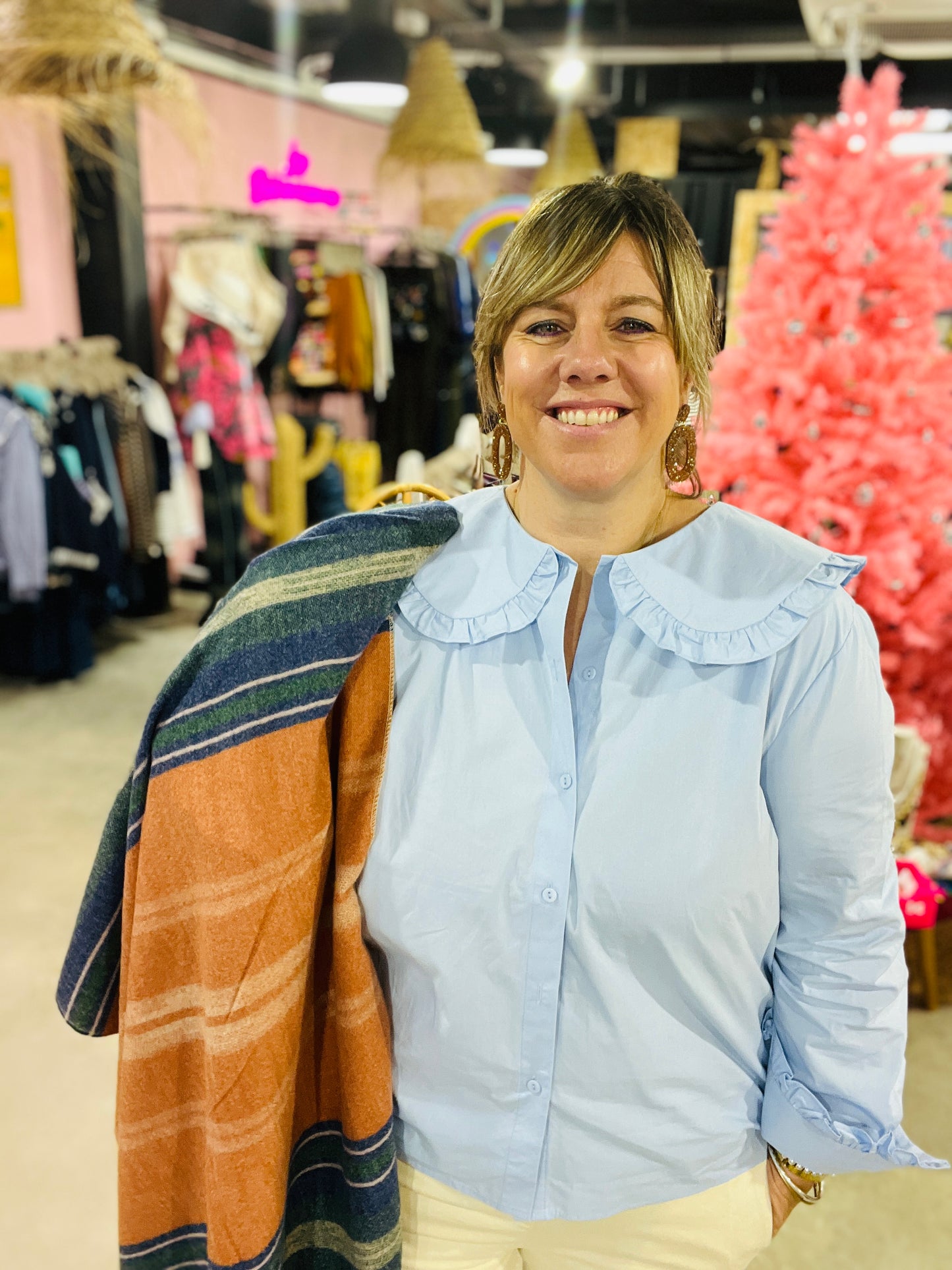 Chemise col claudine Maite - Bleu ciel