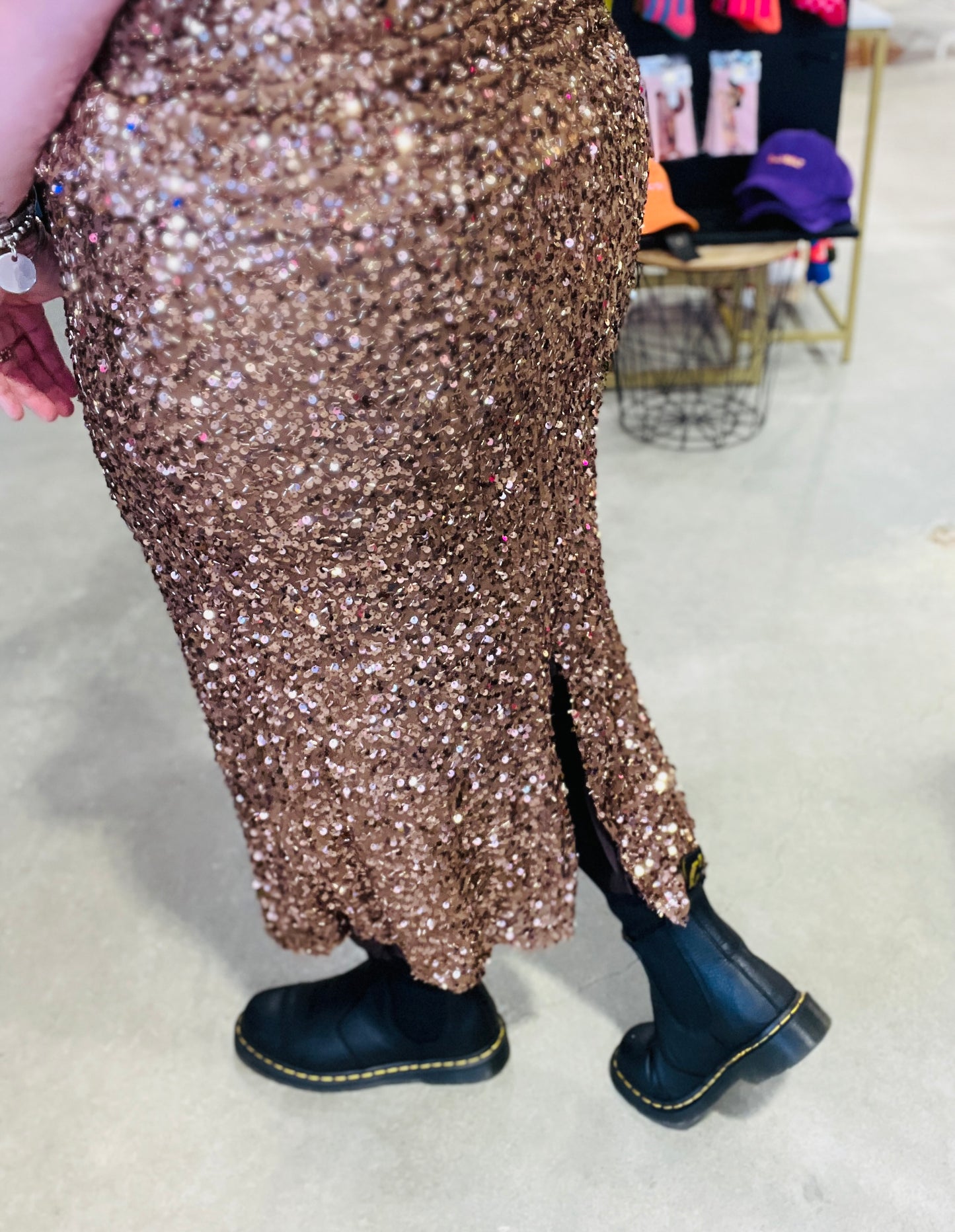 Jupe sequins Elma - Bronze