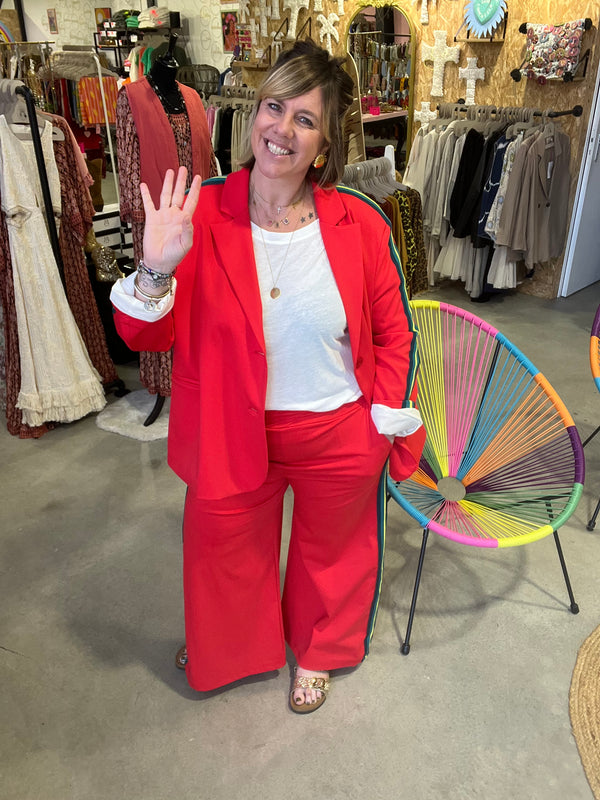 Pantalon FEVER BANDE by Banditas - Rouge kiss