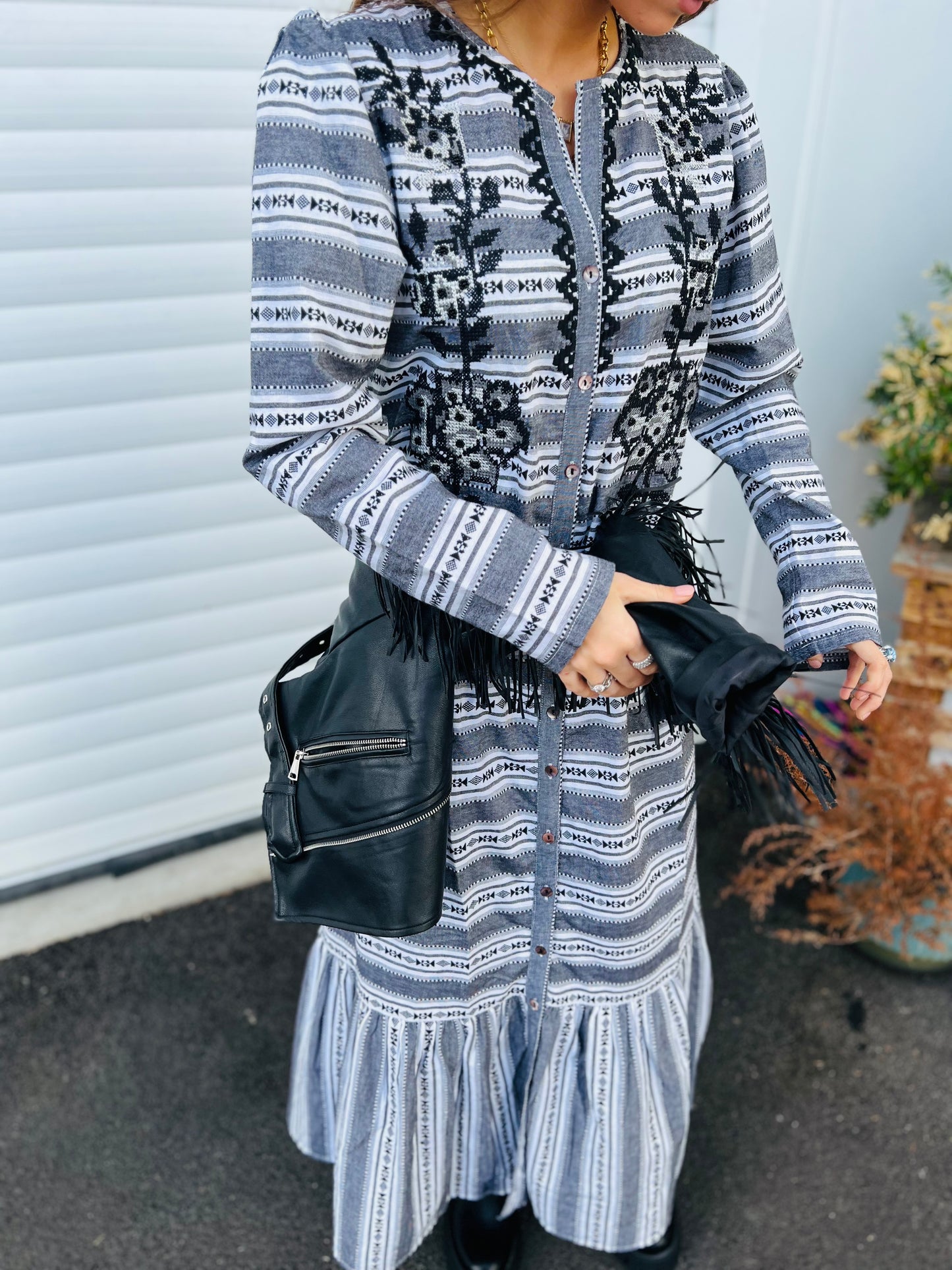 Robe longue bohème Agata - Noir