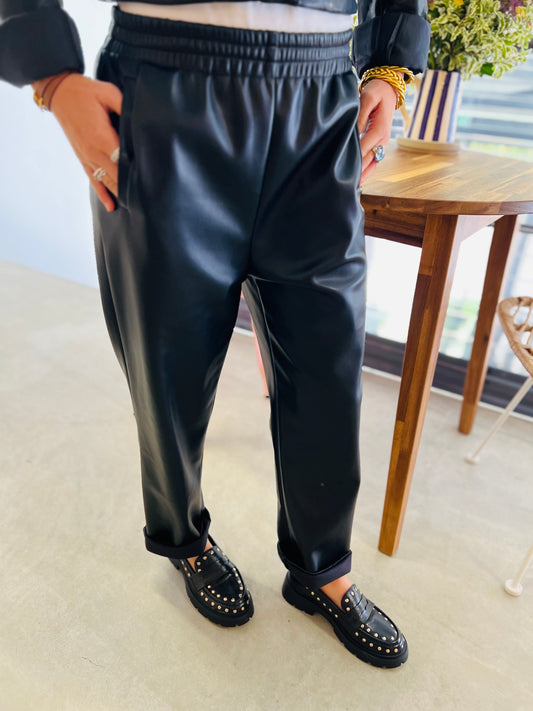 Jogpant Rubicone by Banditas - Simili cuir noir