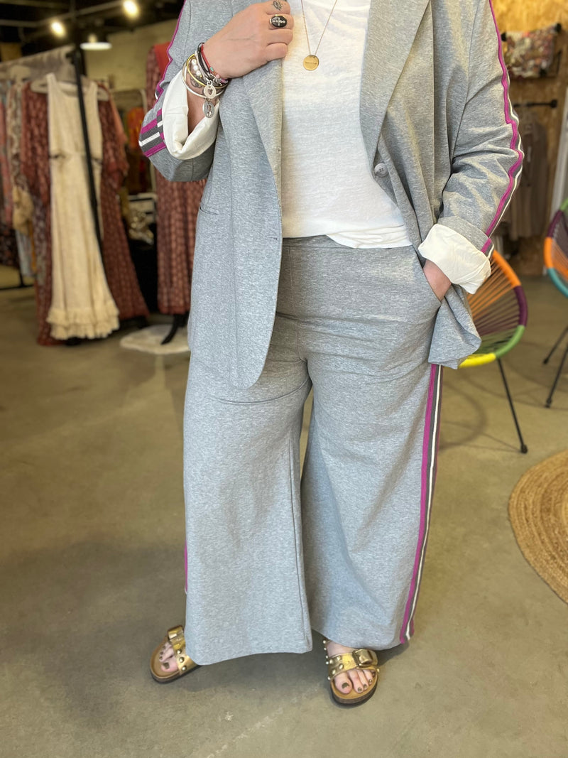 Pantalon FEVER BANDE by Banditas - Gris chiné