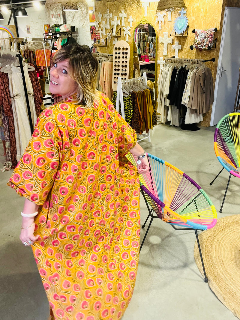Kimono coton Maupiti long - Safran