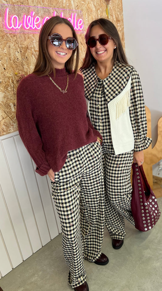 Pull col montant KELLY - Bordeaux