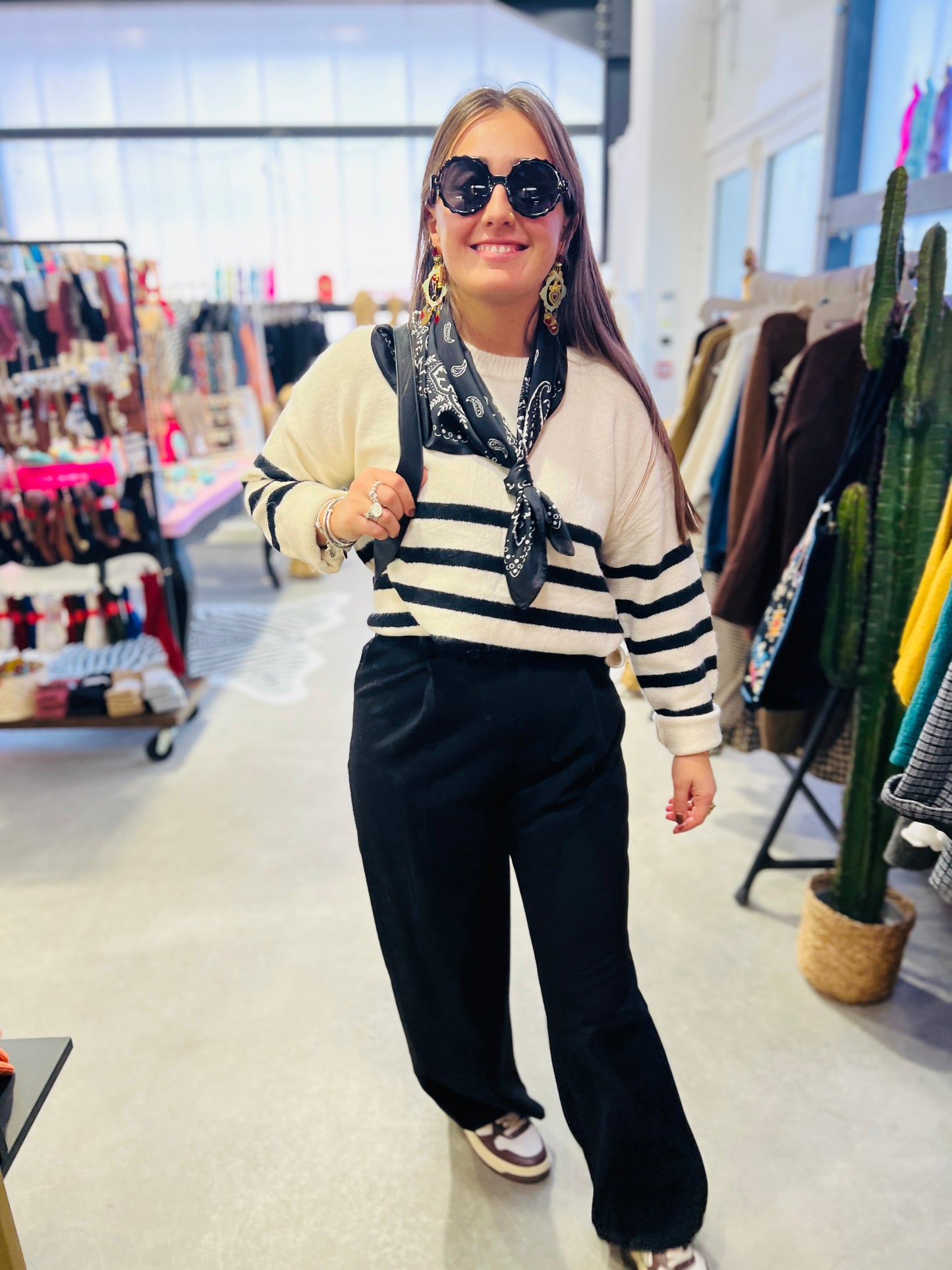 Pull Deauville marinière noire