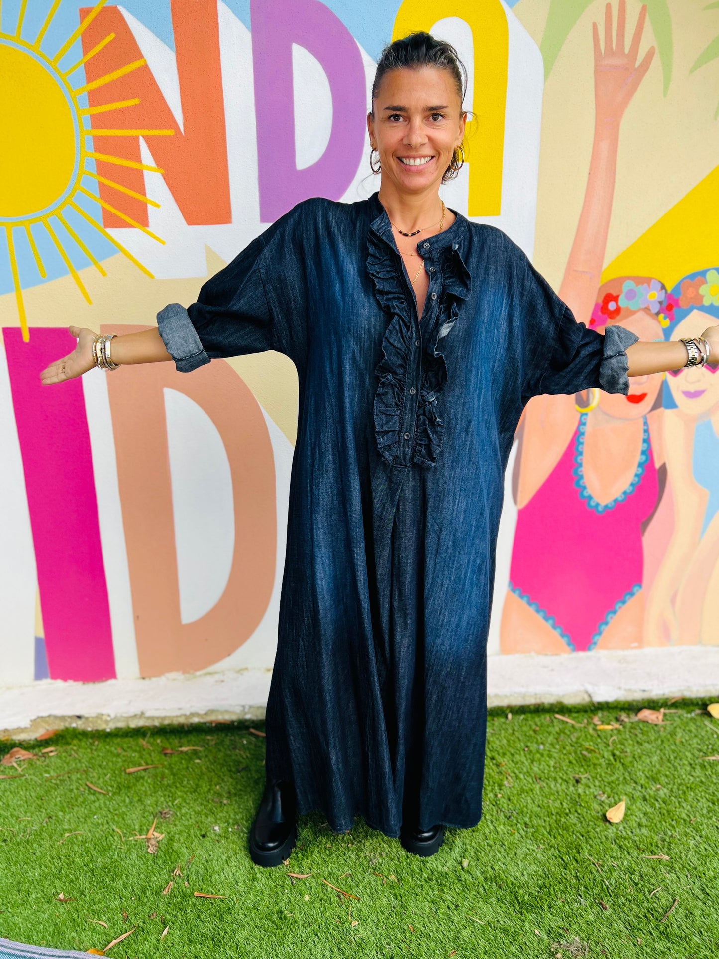 Robe longue en jean BENTON by Banditas - Denim bleu