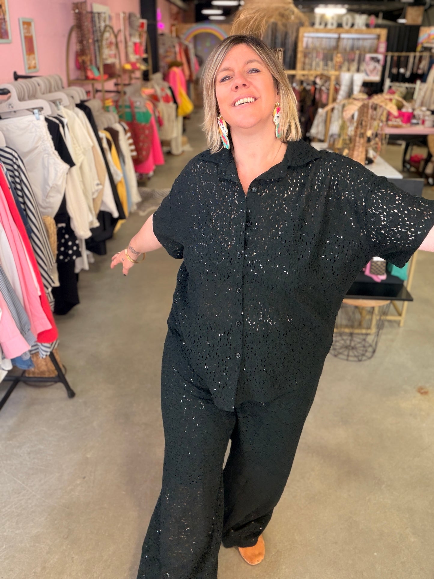 Chemise dentelle & sequins Samira