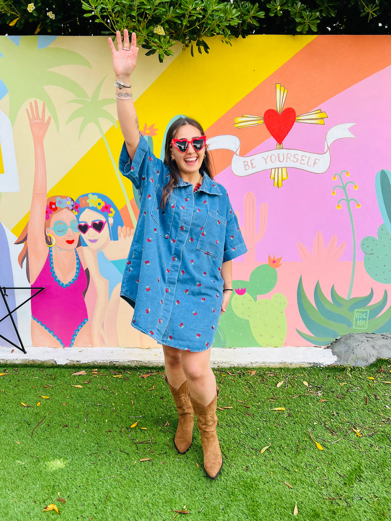 Robe courte en jean CHERRY
