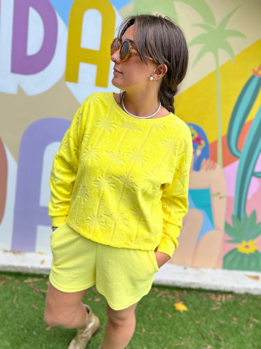 Sweat éponge Palm Sonia - Jaune fluo