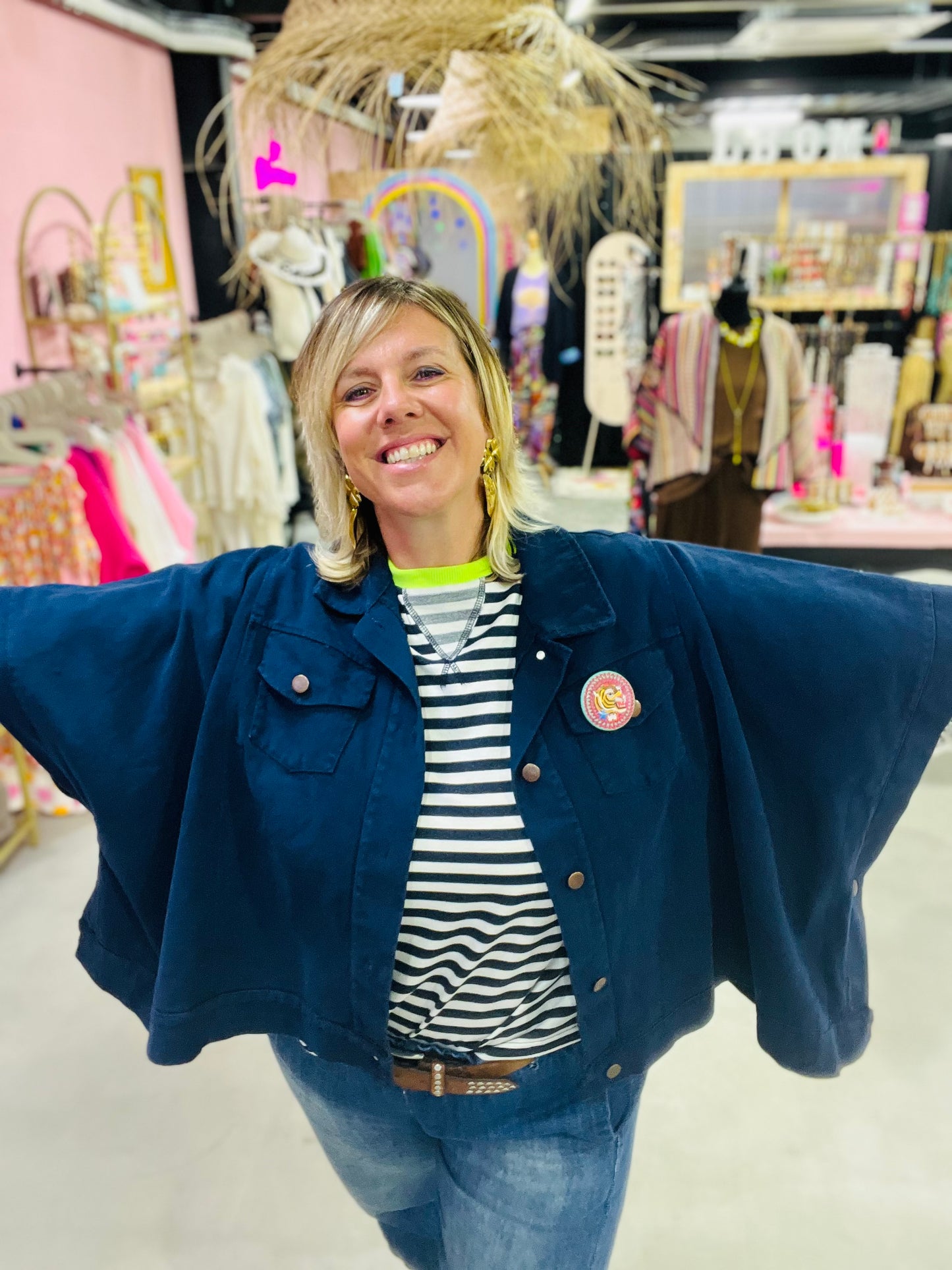 Veste en toile oversize Agave - Marine