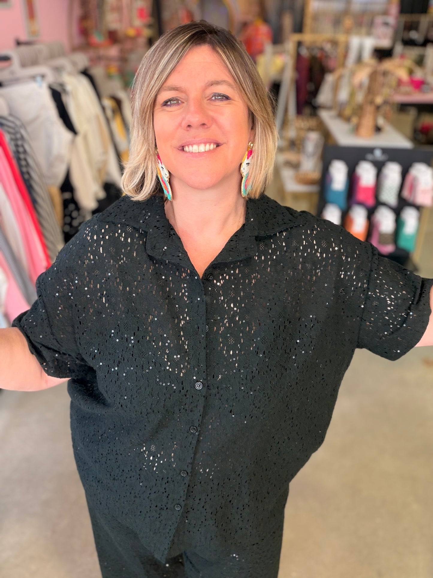 Chemise dentelle & sequins Samira