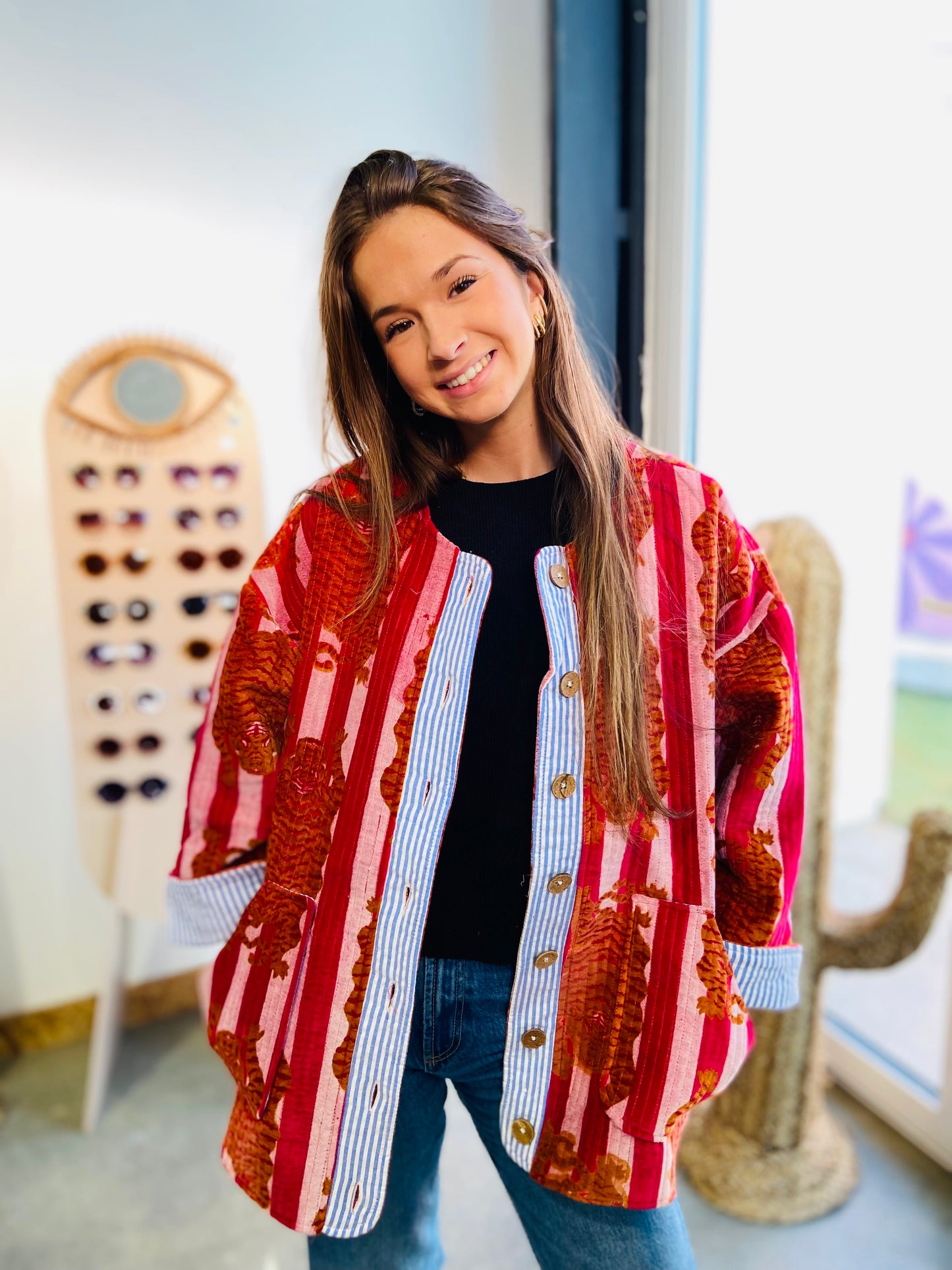 Veste matelassée velours TIGER - Rose