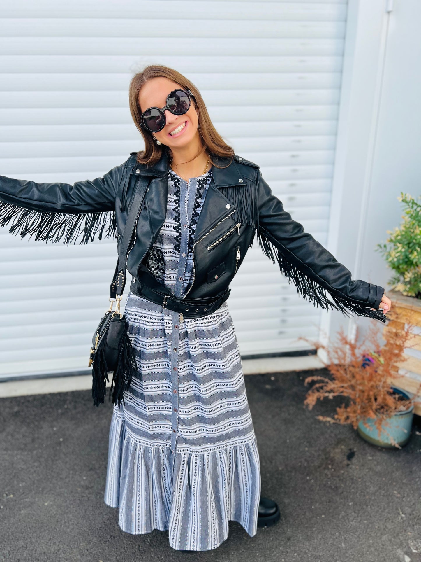 Robe longue bohème Agata - Noir