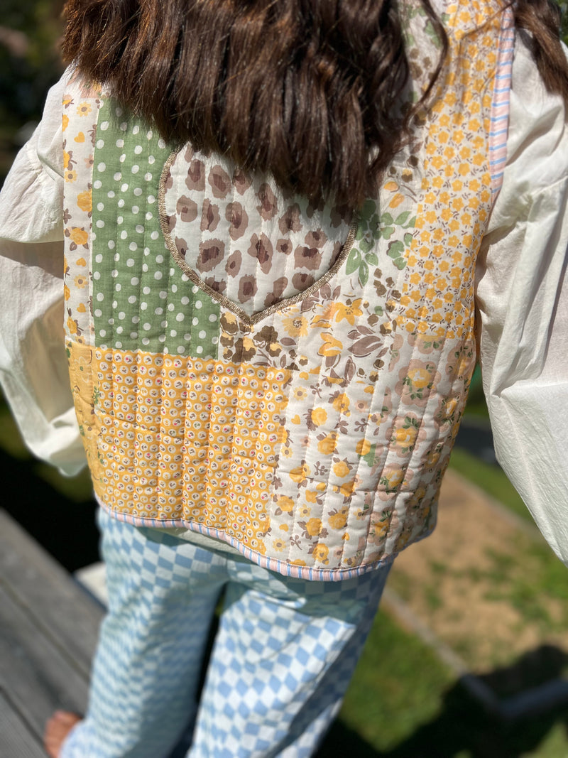 Veste sans manche Patchwork - Jaune