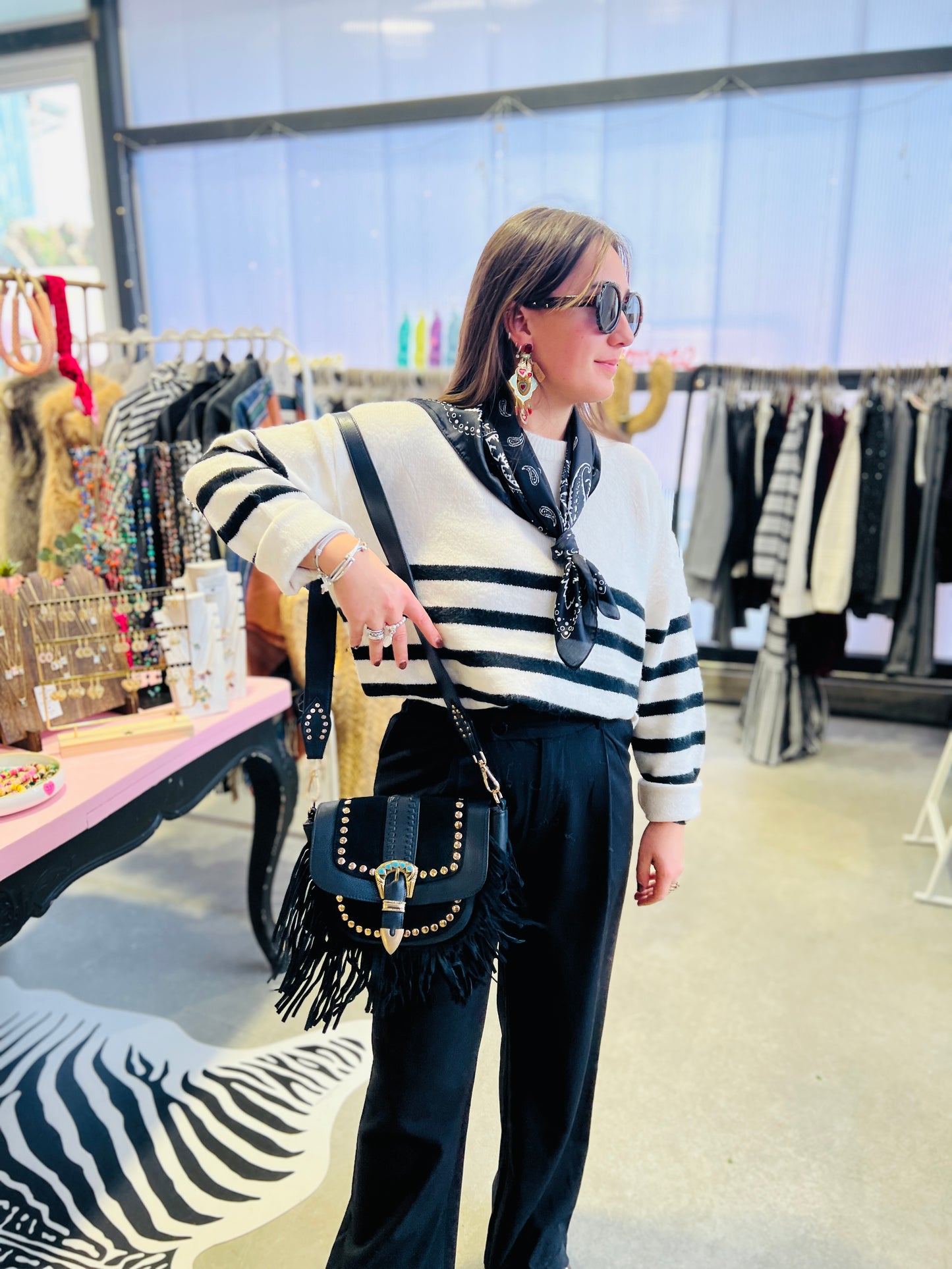 Pull Deauville marinière noire